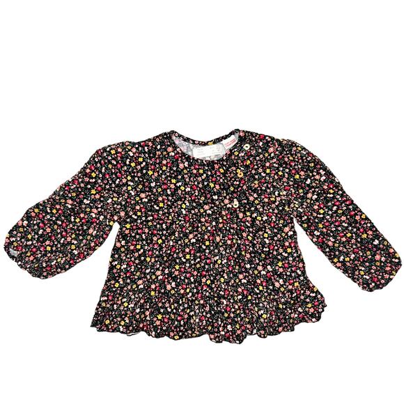 Zara Baby Collection Peasant Blouse Black Multicolor Floral, Size 2-3Y - Picture 3 of 7
